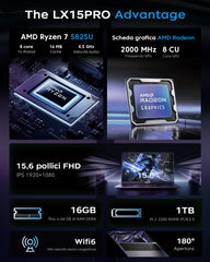 ACEMAGIC LX15 PRO AMD Ryzen 7 7730U/5825U 15,6" Laptop