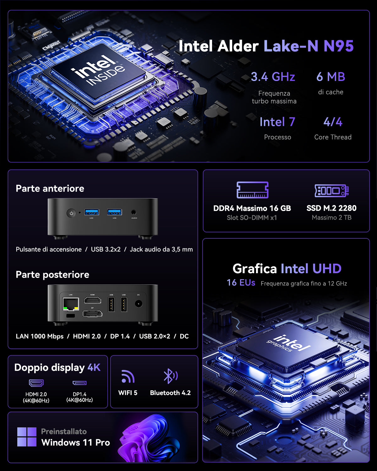 ACEMAGIC V1 Intel Alder Lake N95/Twin Lake N150 Mini PC