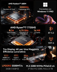 ACEMAGIC M1 AMD Ryzen 7 7735HS Mini PC